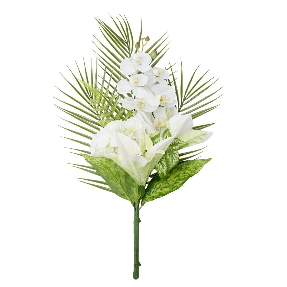 Composition florale artificielle bouquet à poser multifleurs blanches H65cm