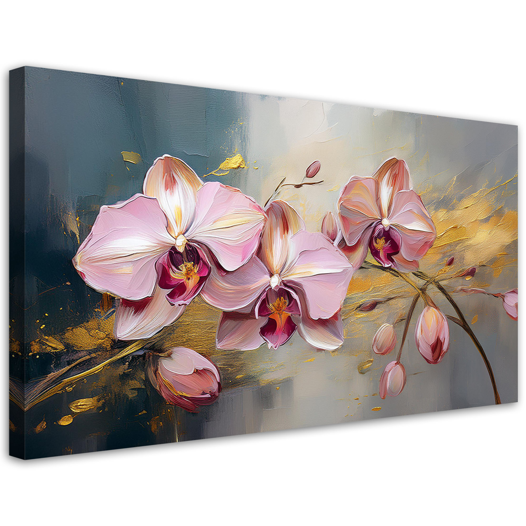 Feeby Obraz na płótnie, Różowe Storczyki Kwiaty Glamour 80x40