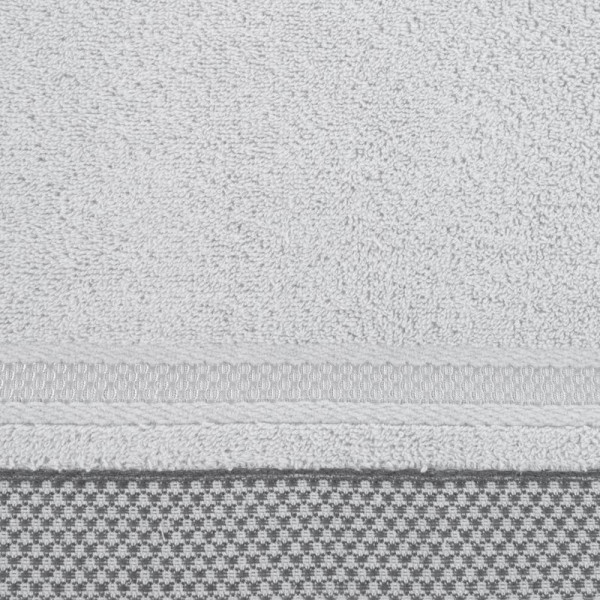 Ręcznik 50x90 srebrny z bordiurą w pasy 485g/m2 frotte