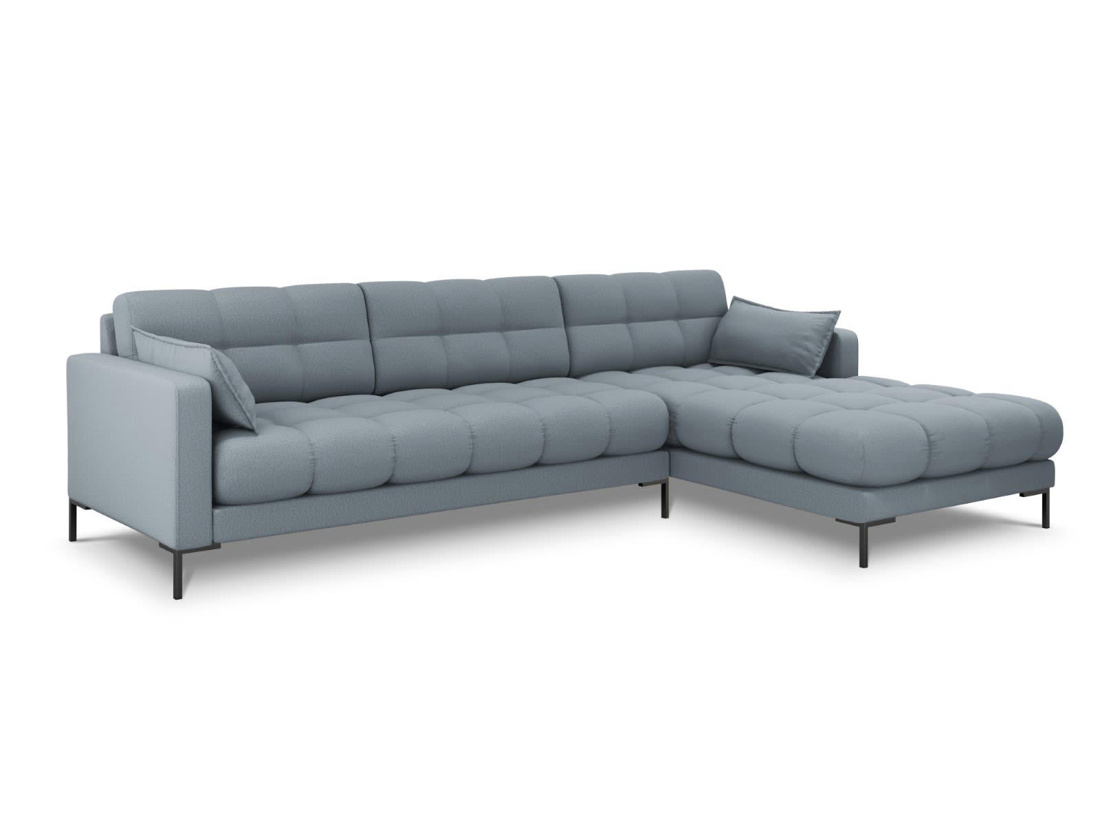 MAMAIA - Canapé d'angle droit 5 places en tissu structurel bleu clair