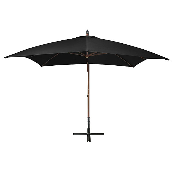 Parasol suspendu avec mât 3 x bois noir Helloshop26