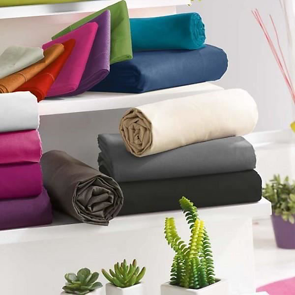 Drap housse toutes dimensions 100% Coton/57 fils/cm² - Anis - 180 x 200 cm