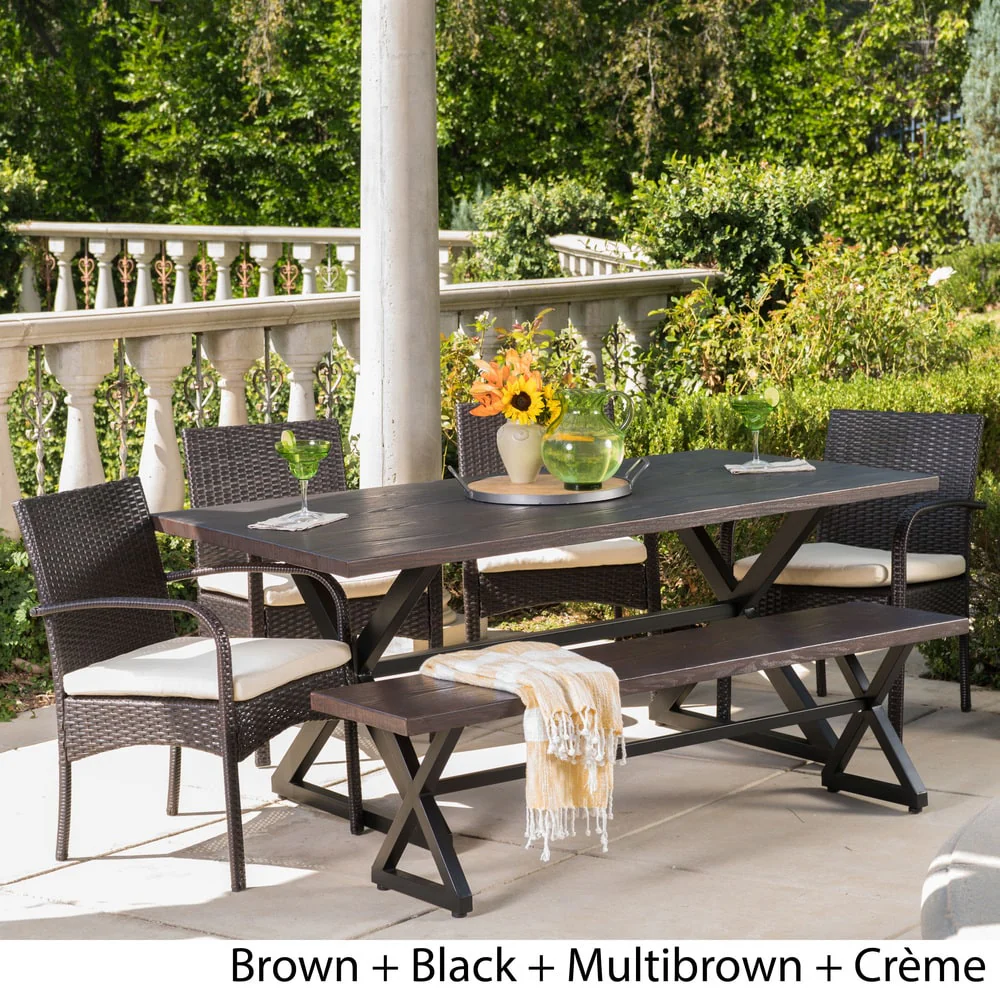 Palermo 6-piece Aluminum Wicker Dining Set by Christopher Knight Home