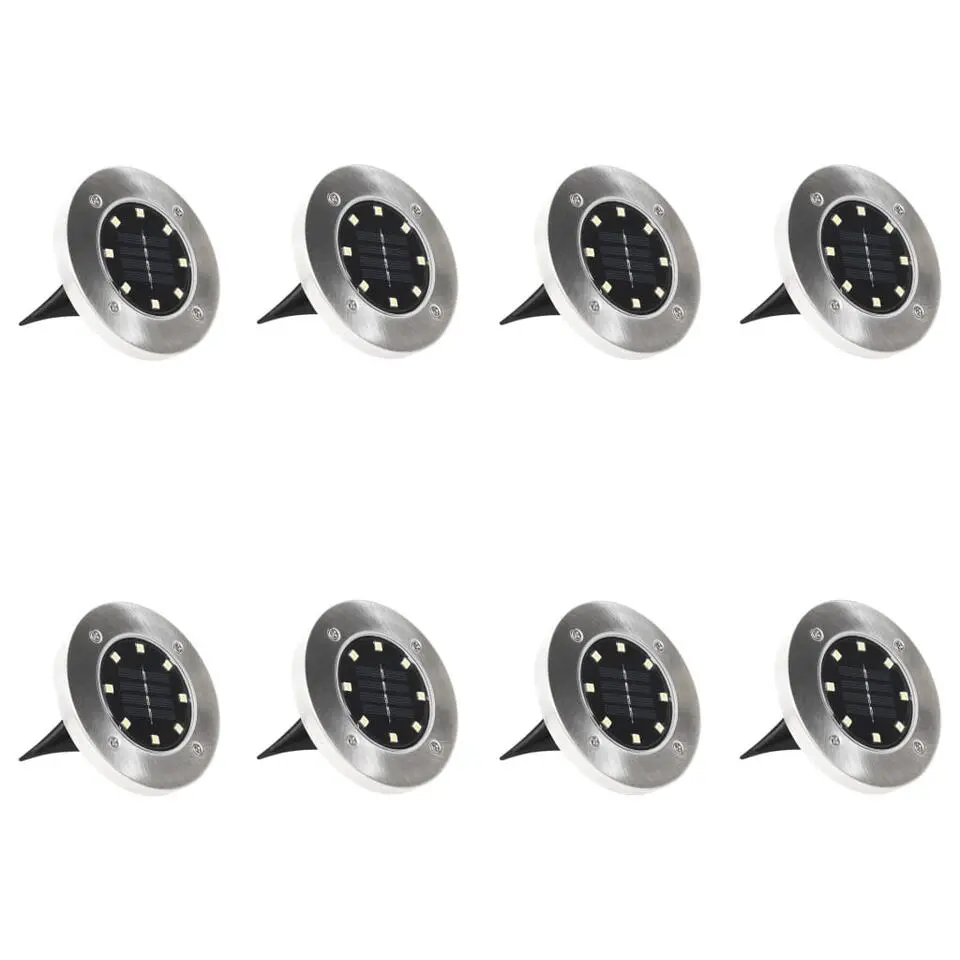 vidaXL - Solar Grondlamp - Zilver - Kunststof - 8 stuks
