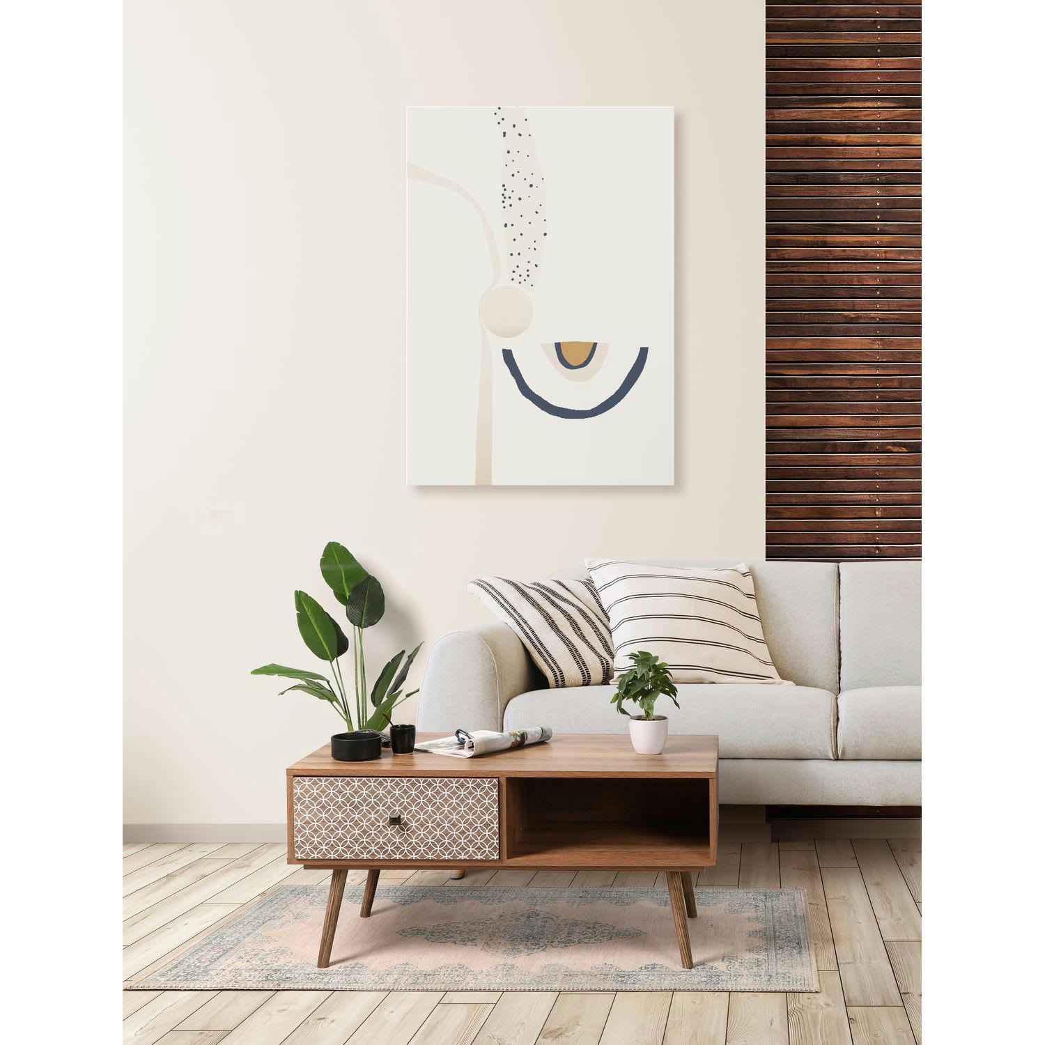 BAOBAB - Table basse en mdf 1 tiroirs et 1 niche ouverte beige