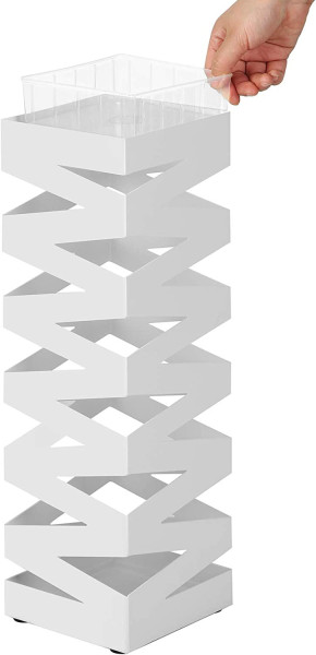 Parasolnik biały ażurowy 49 cm metalowy