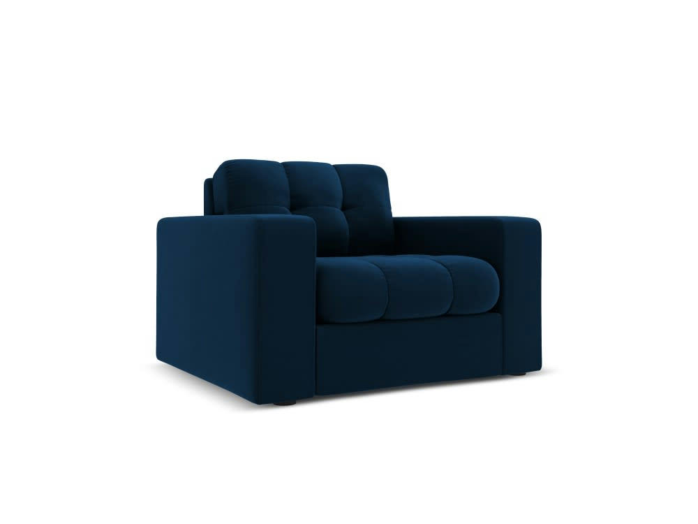 JUSTIN - Fauteuil en velours bleu roi