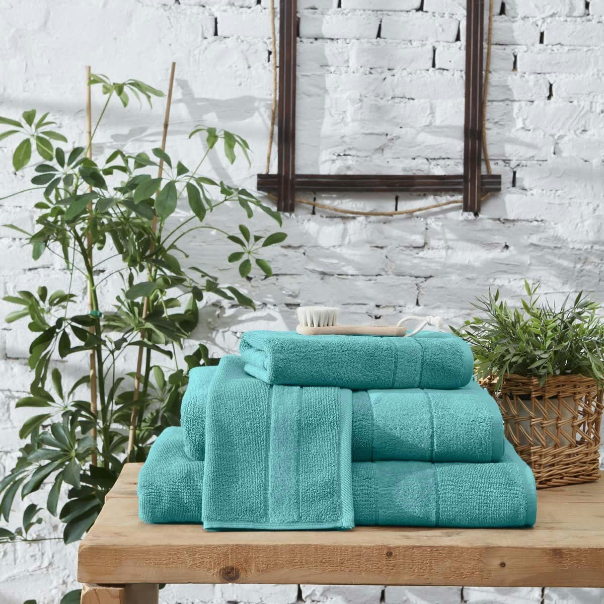 CALIFORNIA - 2 carrés invité 650 g/m²  aqua 33x33 cm