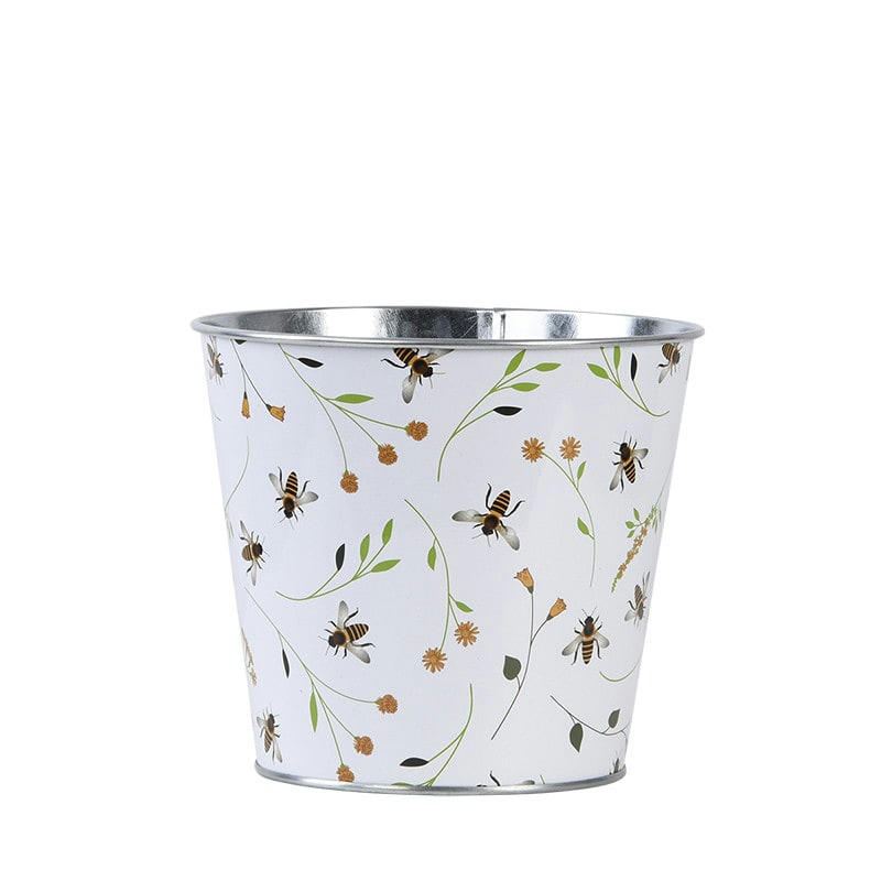 - Cache pot en zinc imprimé abeilles 16 cm