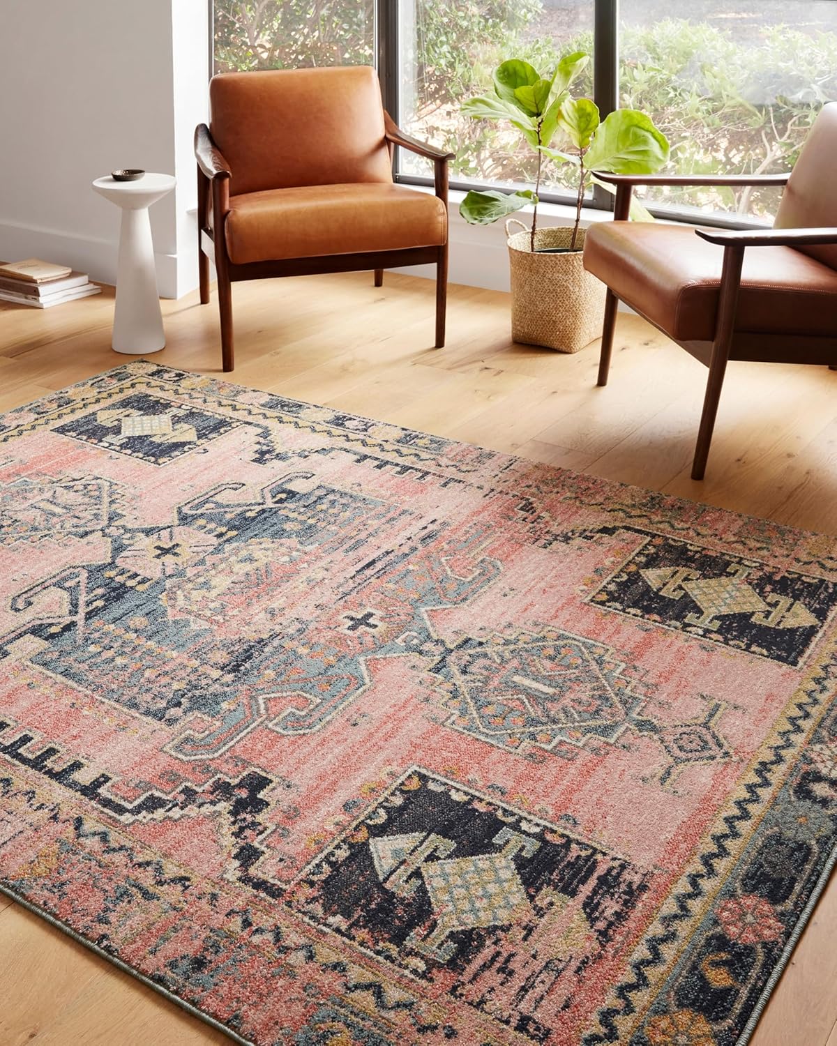 Loloi Jocelyn Collection JOC-06 Rose/Rose 7'-10 x 10' .38 Thick Area Rug