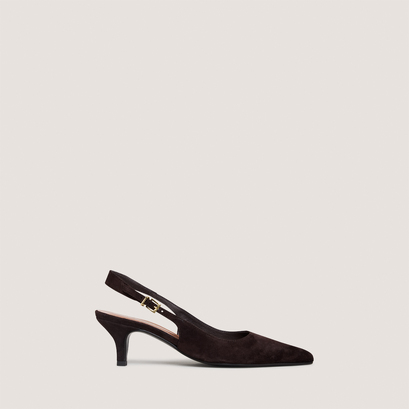 Escarpins slingbacks à petits talonsen velours marron foncé | DOUALA