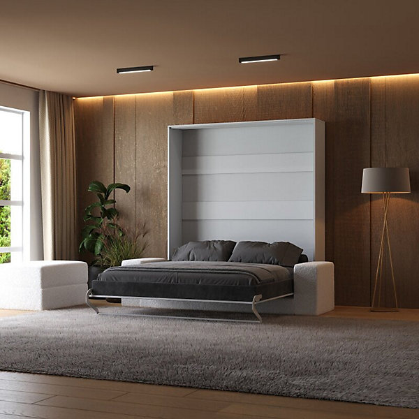 Lit escamotable 160x200cm Vertical Canapé Blanc Lit Mural SUP M1 Blanc mat