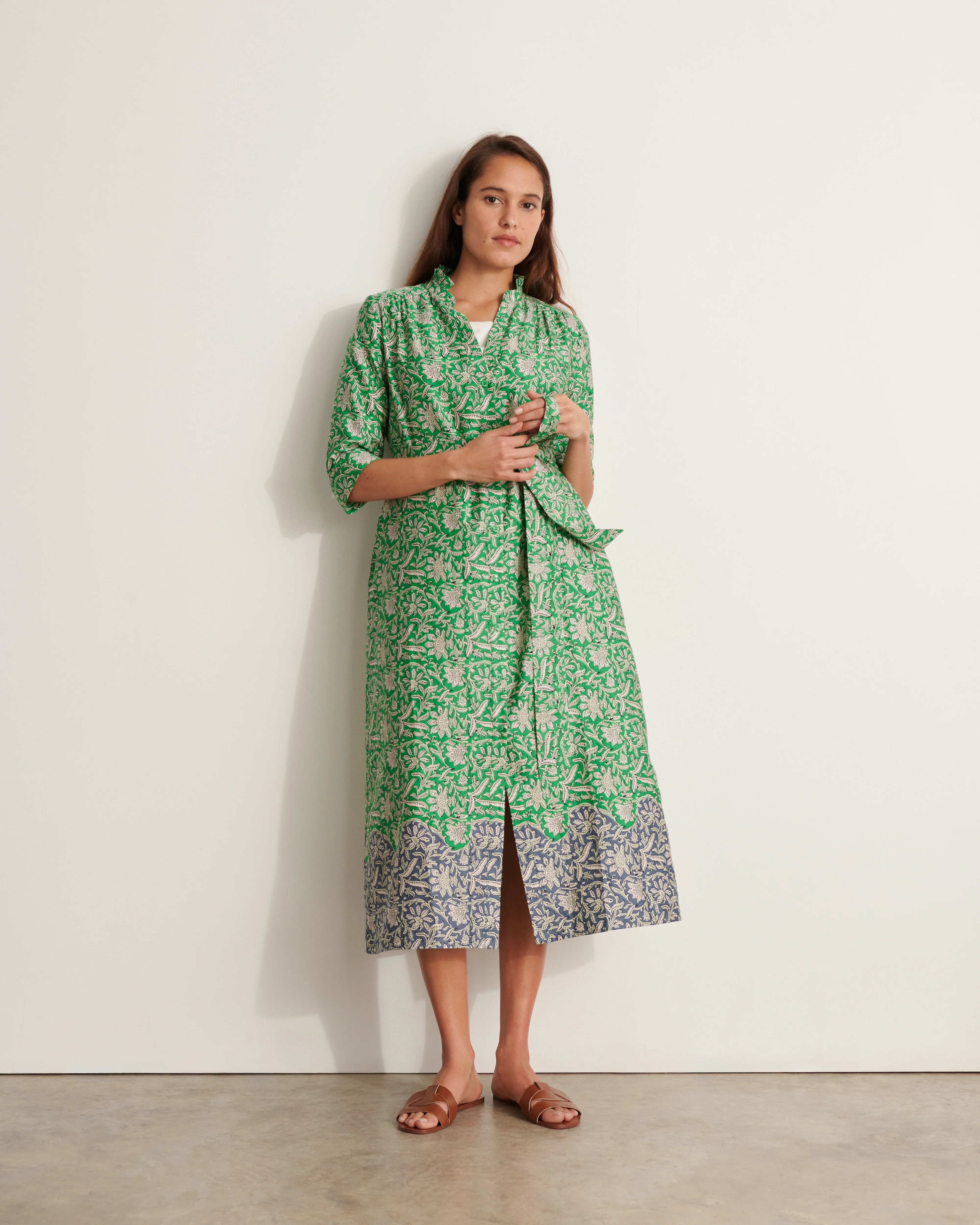 Robe midi imprimée REMINGTON11-GREEN/11196/601