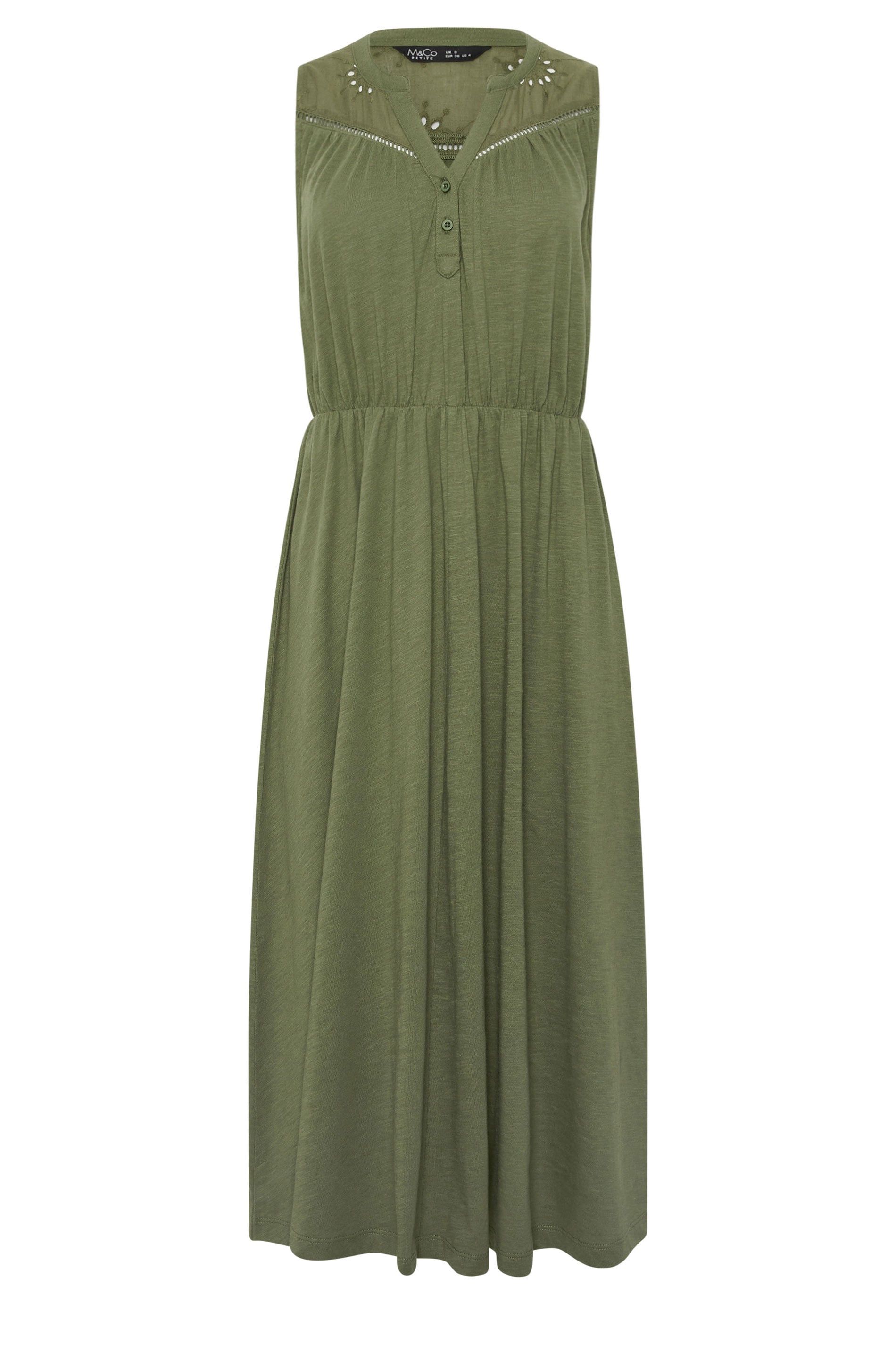 M&Co Petite Sleeveless Cotton Midi Dress