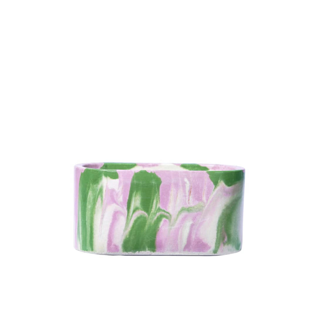 MINI JARDI TIE&DYE - Mini jardinière tie&dye béton rose et vert