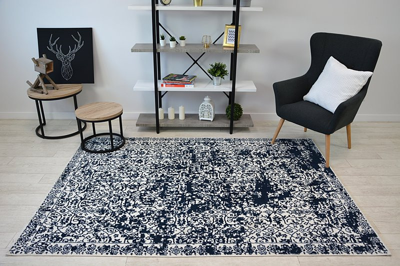 Dywan SENSE Micro 81260 -Vintage biały/niebieski 120x170 cm