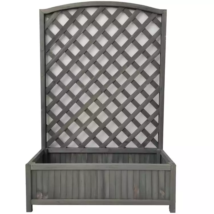 Large Lattice Wooden Planter - Grey