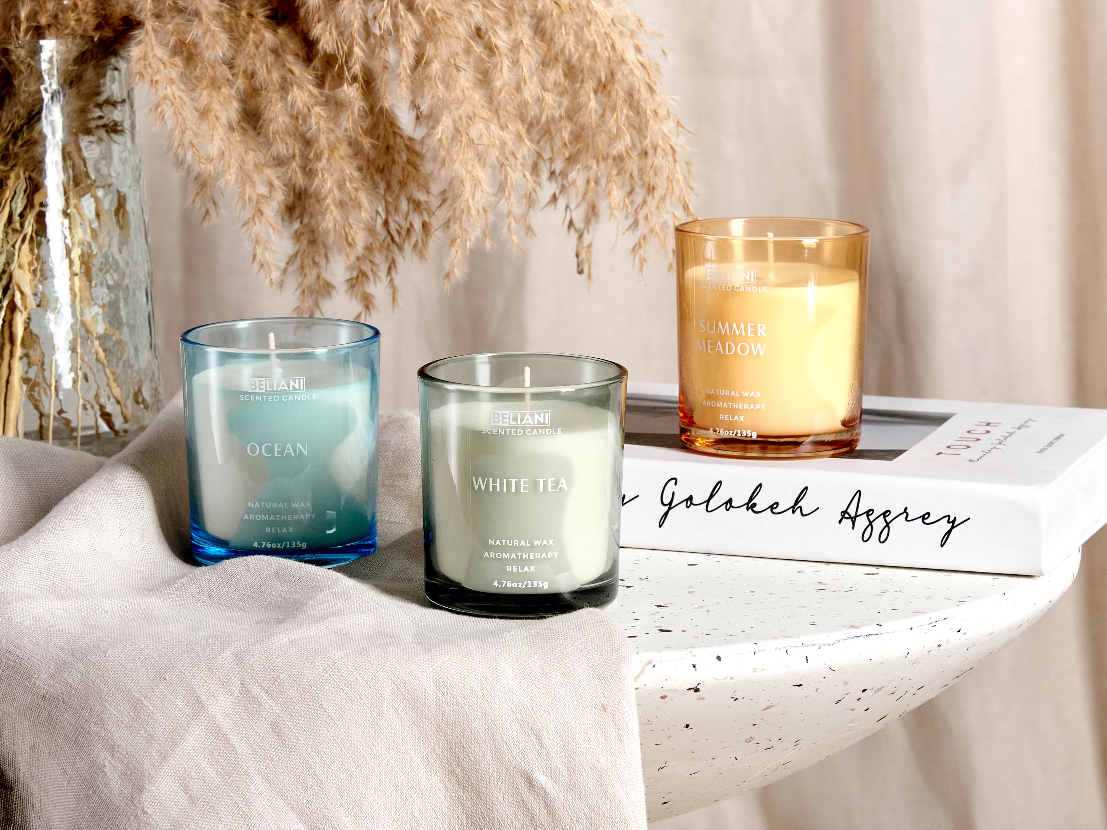 Set of 3 Scented Candles SHEER JOY Soy Wax Fresh Notes