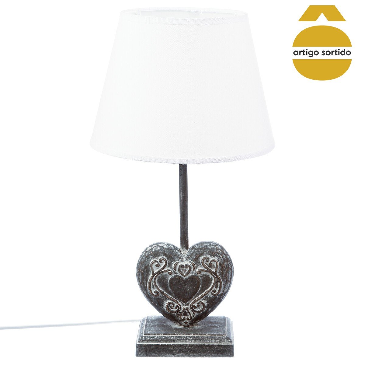 Candeeiro de mesa coração em madeira