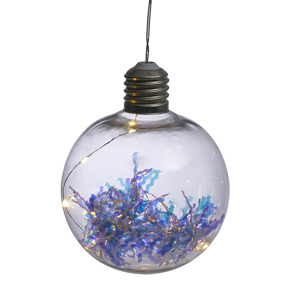 Boule de No&euml;l lumineuse 6 LED blanc chaud Ø15 cm