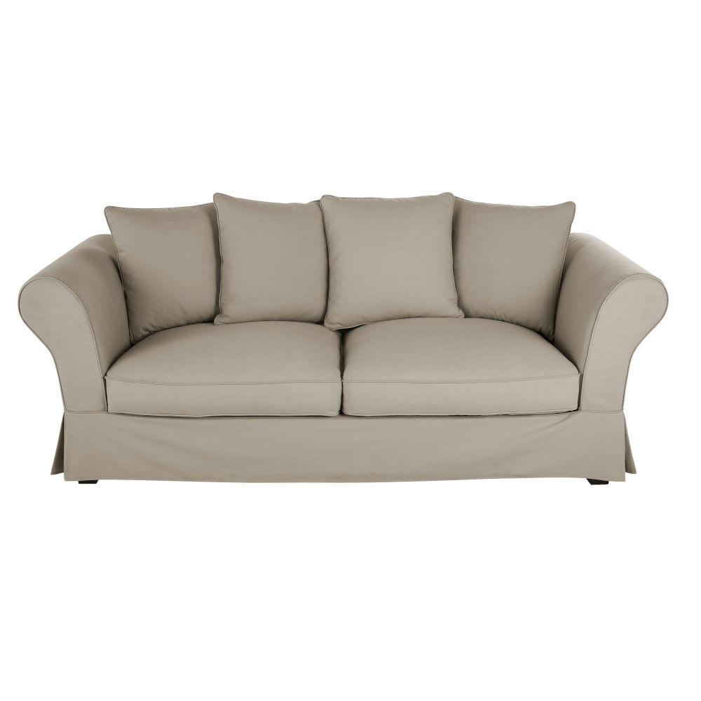 Roma - Housse de canapé convertible 3/4 places (matelas 12 cm) mastic