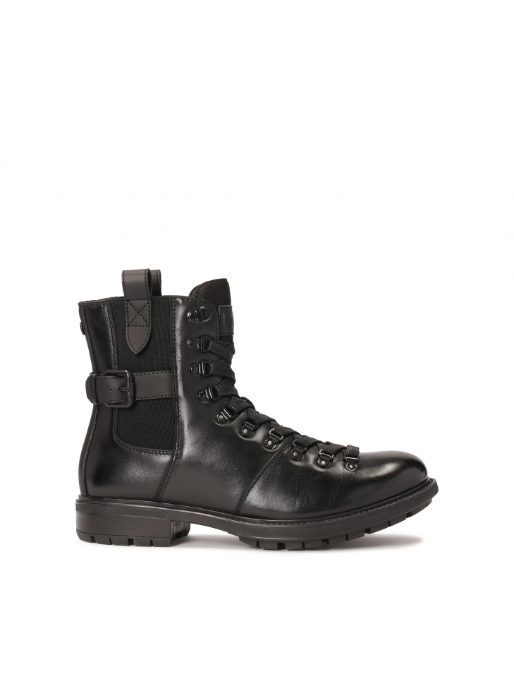 Lace-up leather boots for men