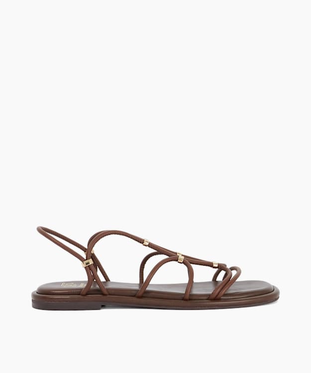 Leola Brown - Flat Leather Strappy Sandals
