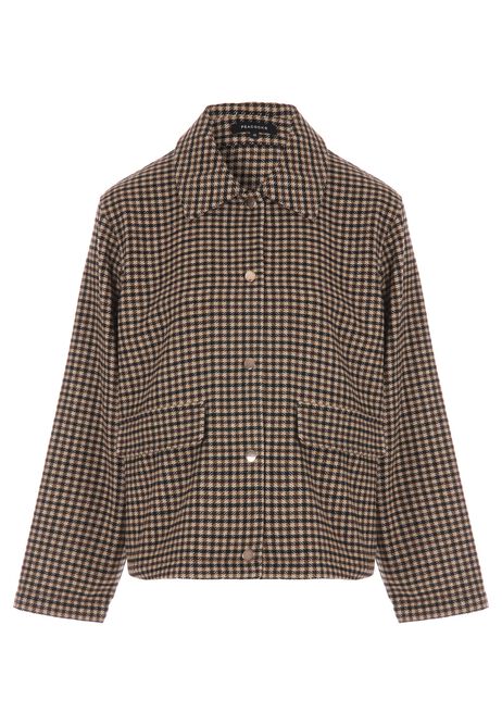 Womens Brown Check Wool Blend Shirt Jacket