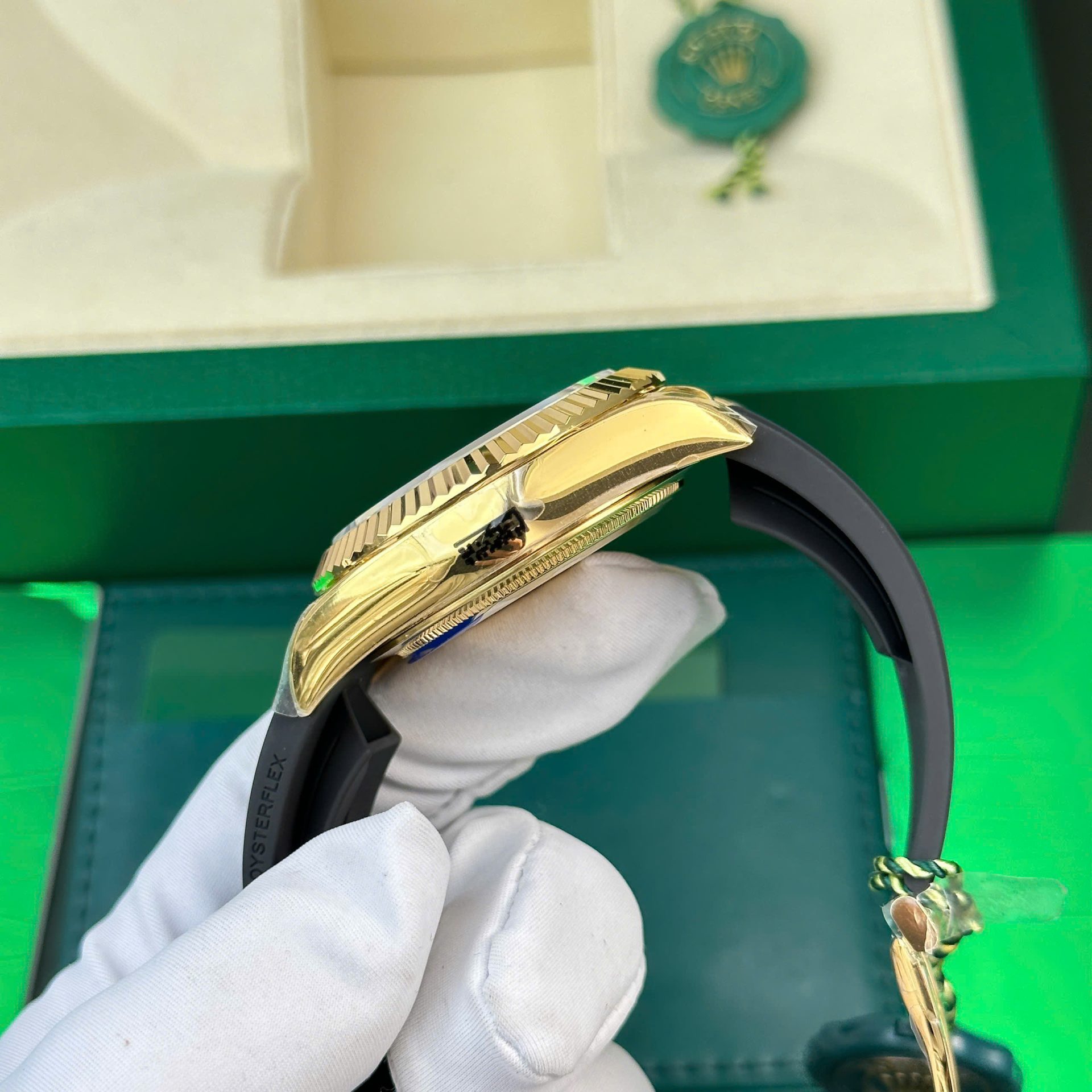 Rolex Sky-Dweller YG Plated Champagne Dial 42mm Oysterflex Super Clone