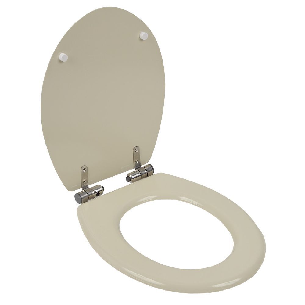 Abattant WC bois motif rayé avec frein de chute déclipsable réglable
