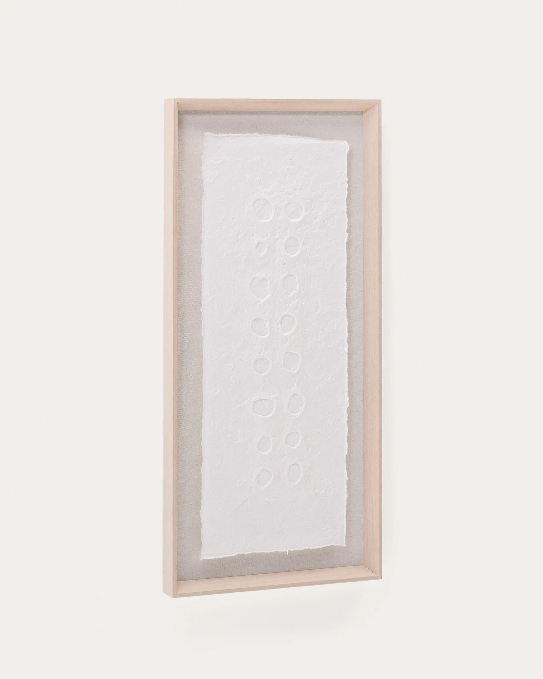 Olvin abstract picture on white recycled paper with hand-crafted reliefs 44 x 94 cm