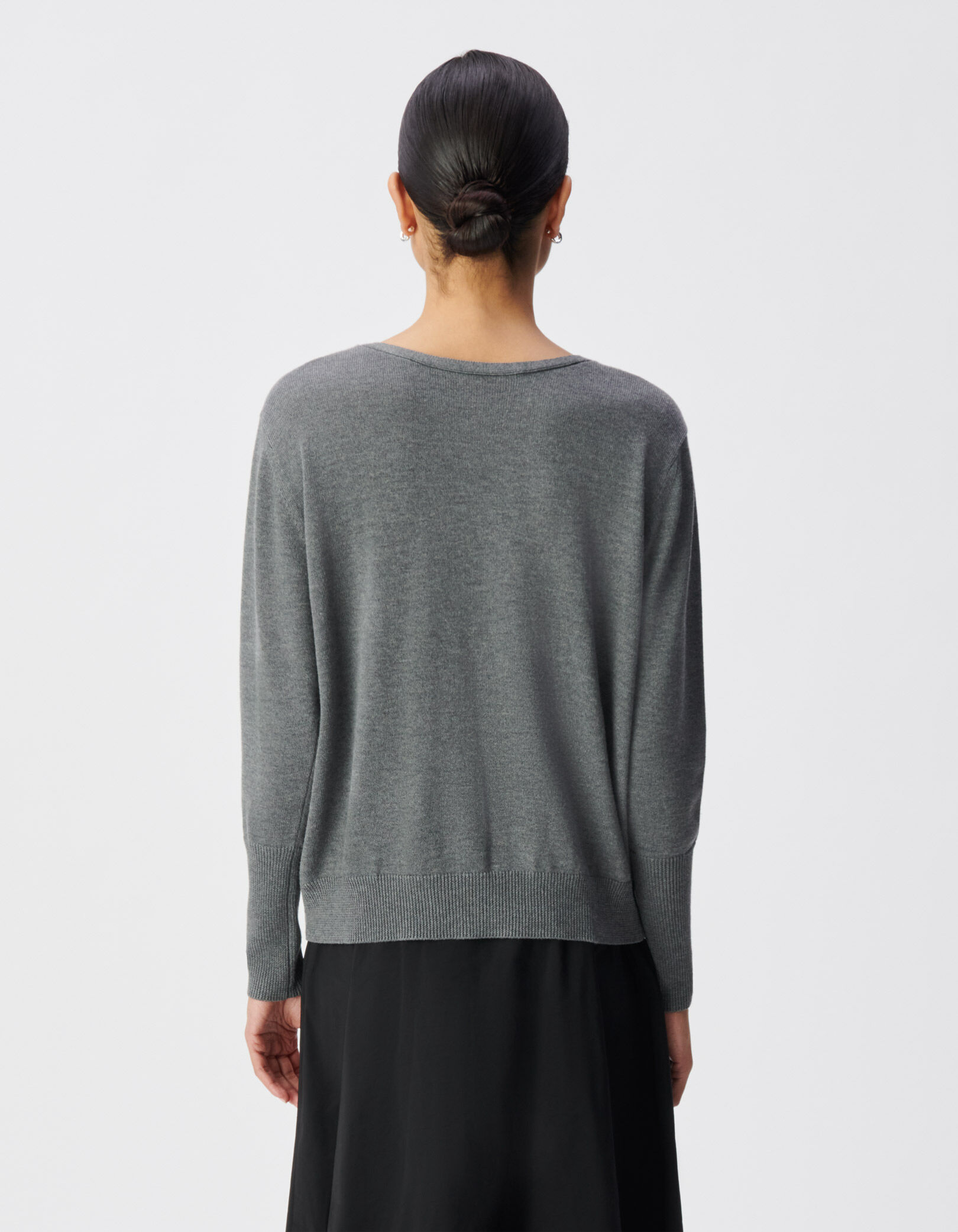 Cardigan gris tricot réversible devant/dos Femme