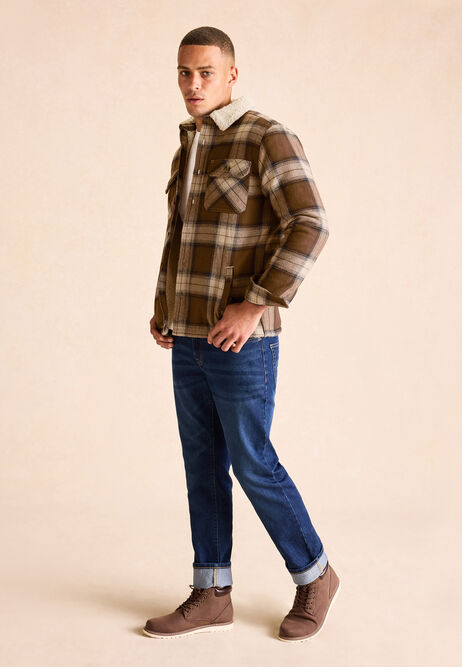 Mens Dark Blue Wash Straight Leg Jeans