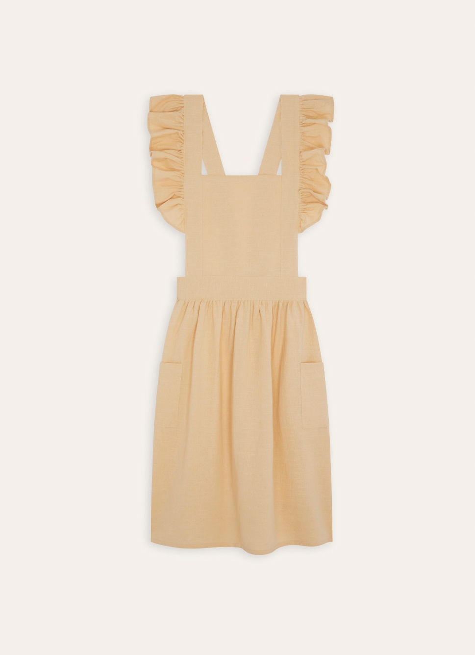 TABLIER EN COTON à VOLANT NATUREL