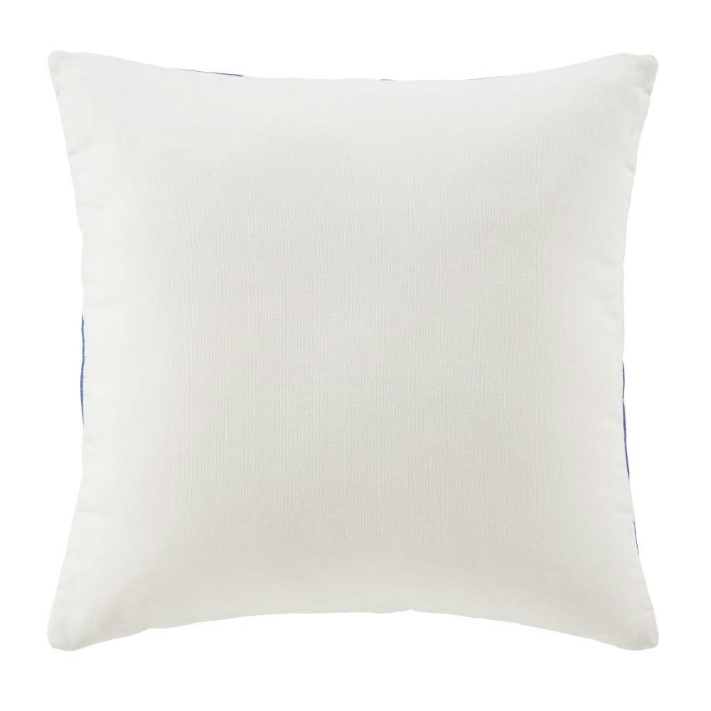 MOSLEY - Coussin en coton matelassé écru et bleu motifs graphiques 45x45
