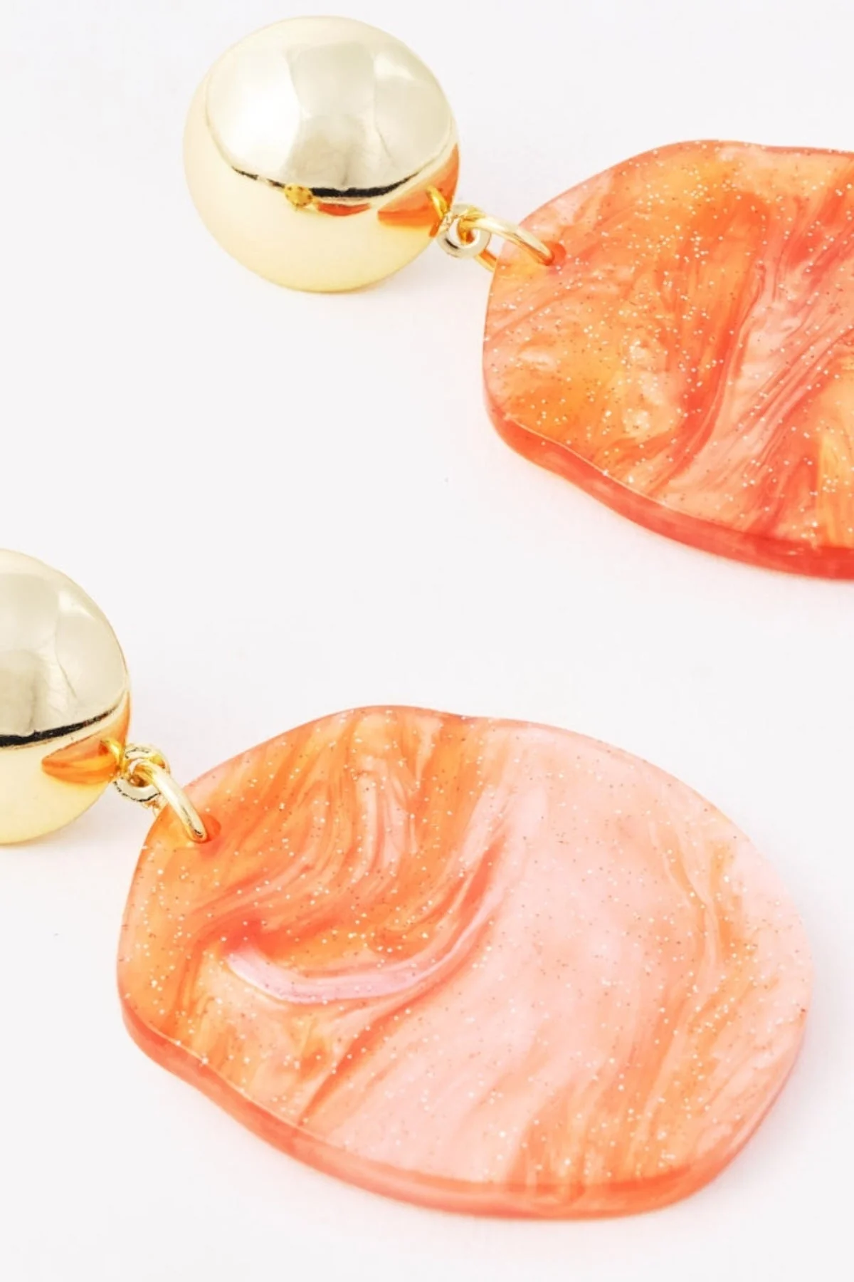 Orange Crinkle Disc Earrings