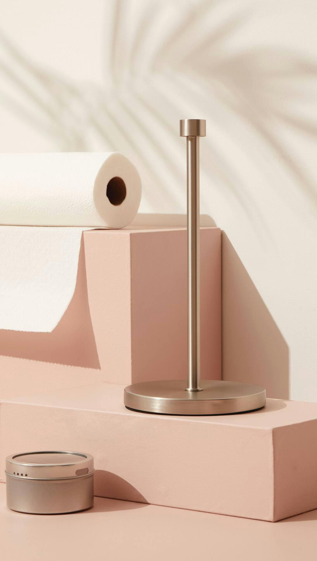 Type A Radiant Stainless Steel Upright Kitchen Countertop Paper Towel Holder with Weighted Base