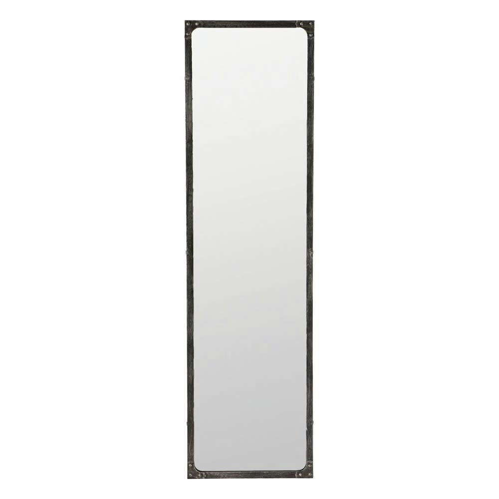 Cargo - Grand miroir rectangulaire industriel en métal effet rouille 46x165