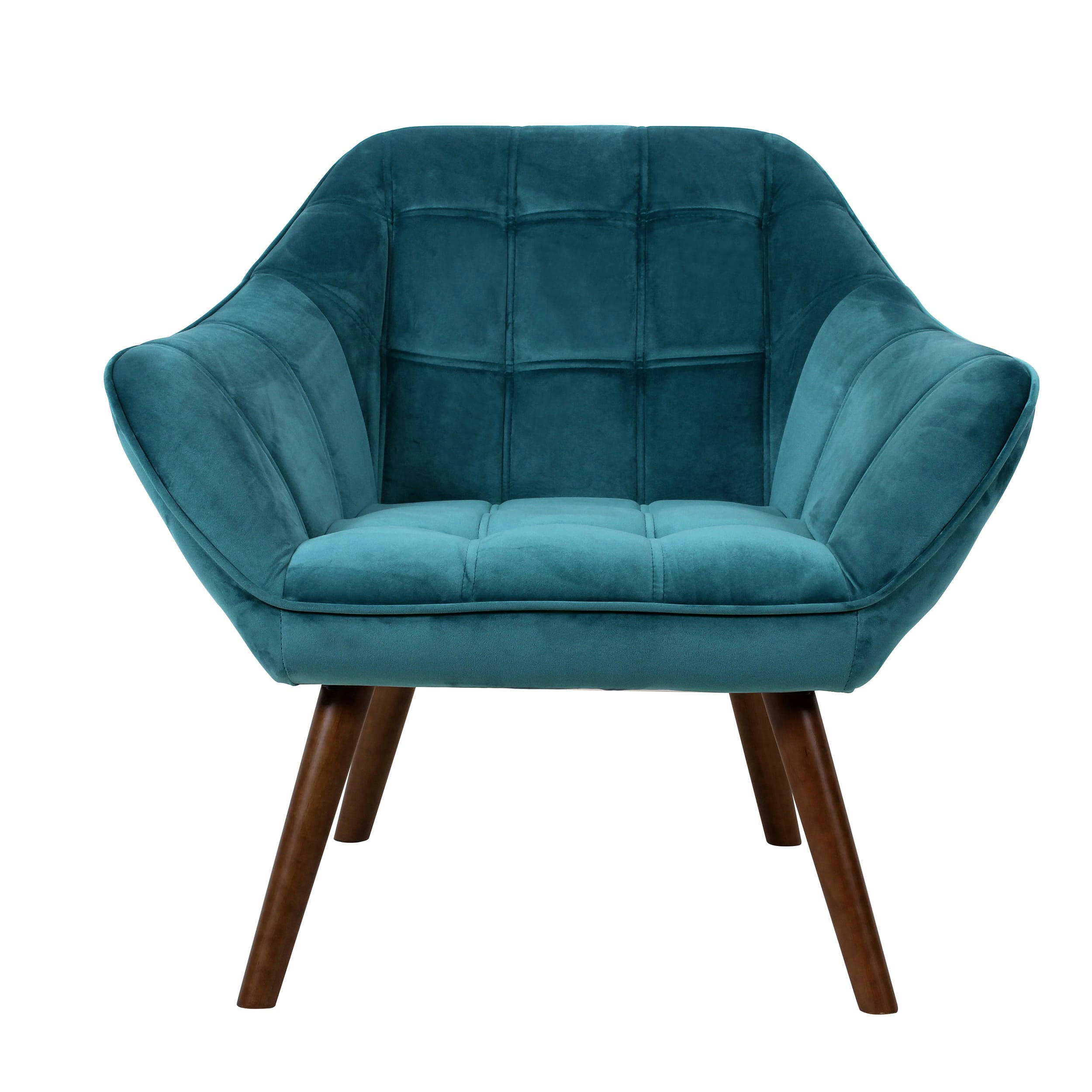 SIMBA - Fauteuil en velours turquoise avec accoudoirs