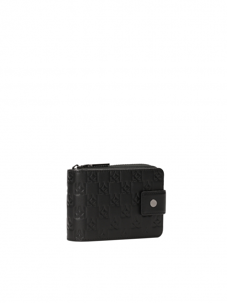 Black wallet with embossed monograms