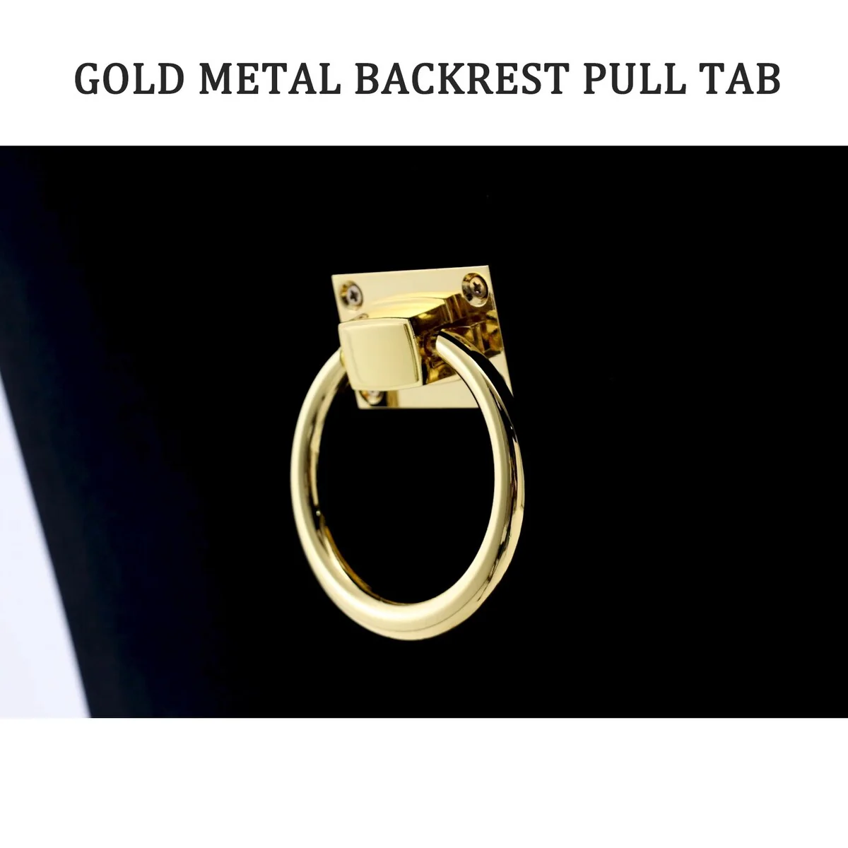 Black Velvet Dining Chairs with Pull Ring on Back and Metal Legs