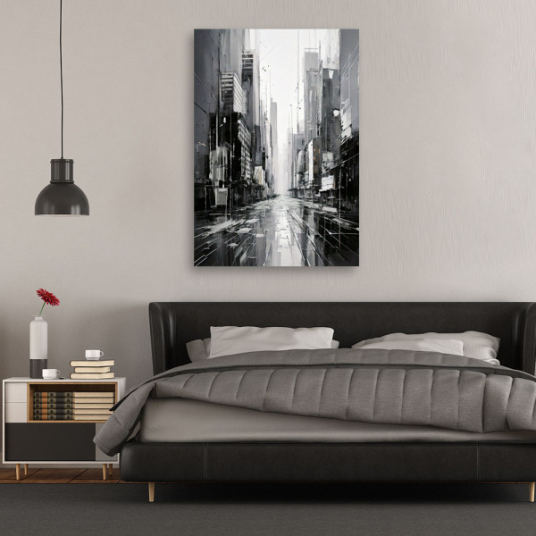 Feeby Obraz do salonu, Miasto Ulica Nowoczesna Abstrakcja Szara 40x60