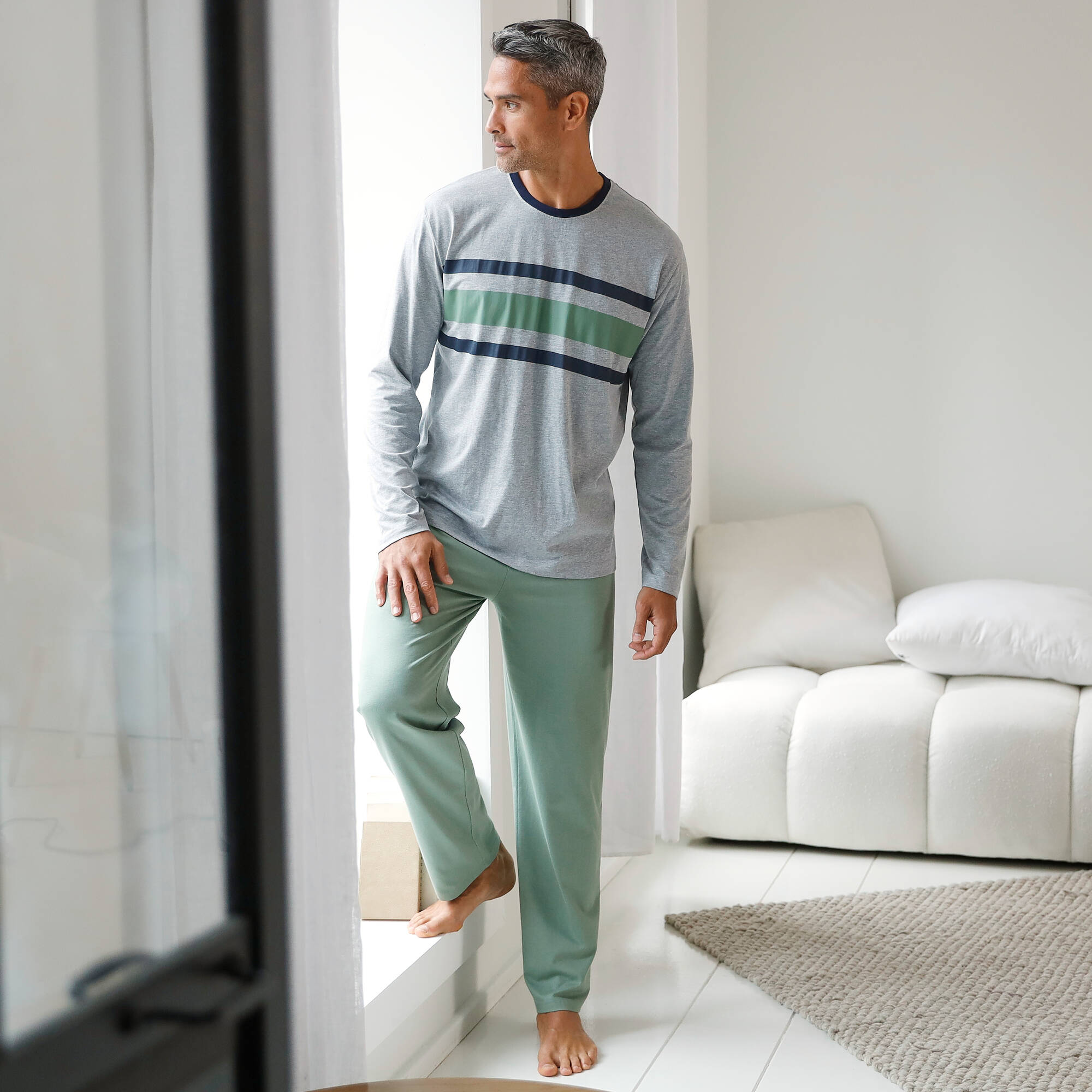 T-shirt pyjama rayures manches longues