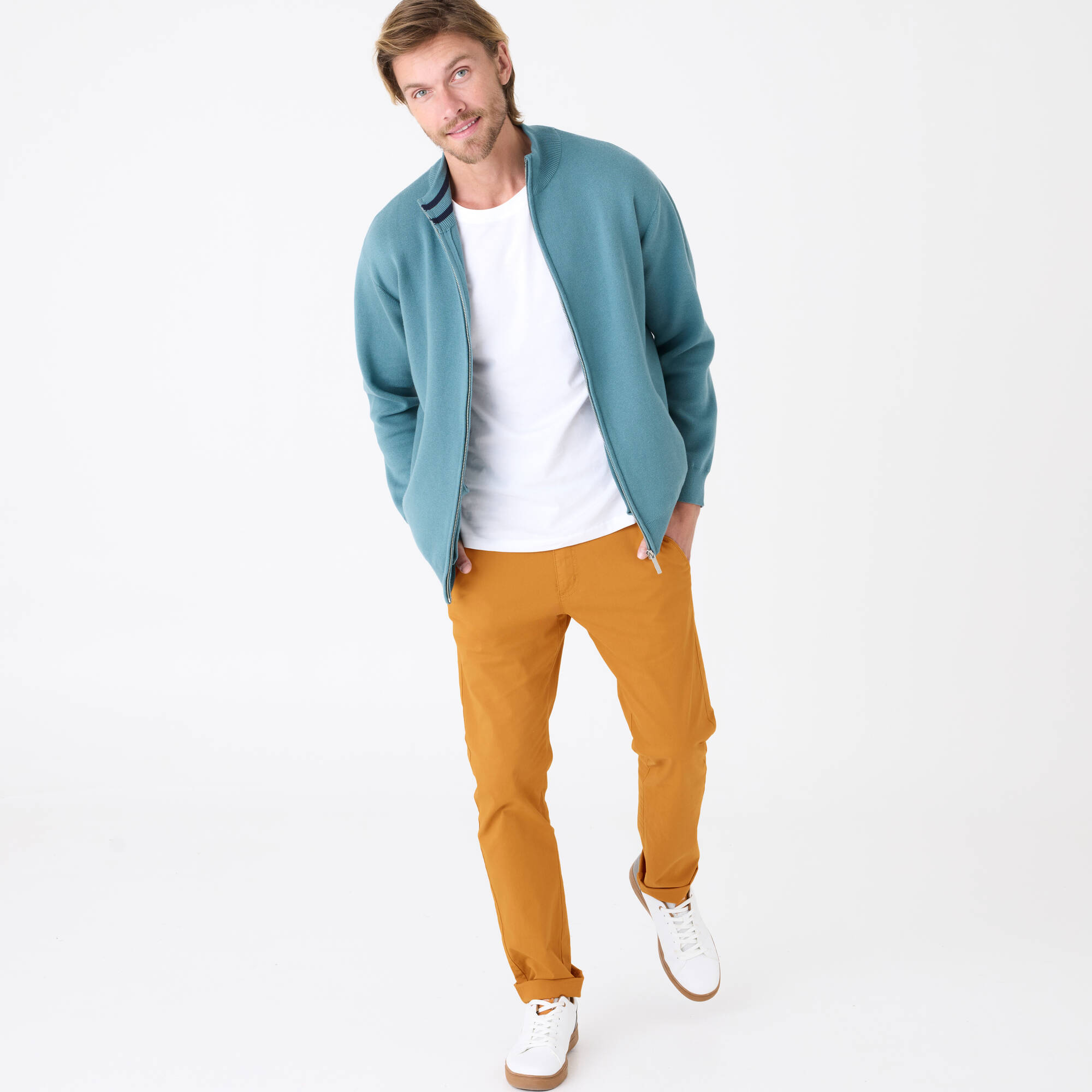 Gilet zippé col montant en maille milano