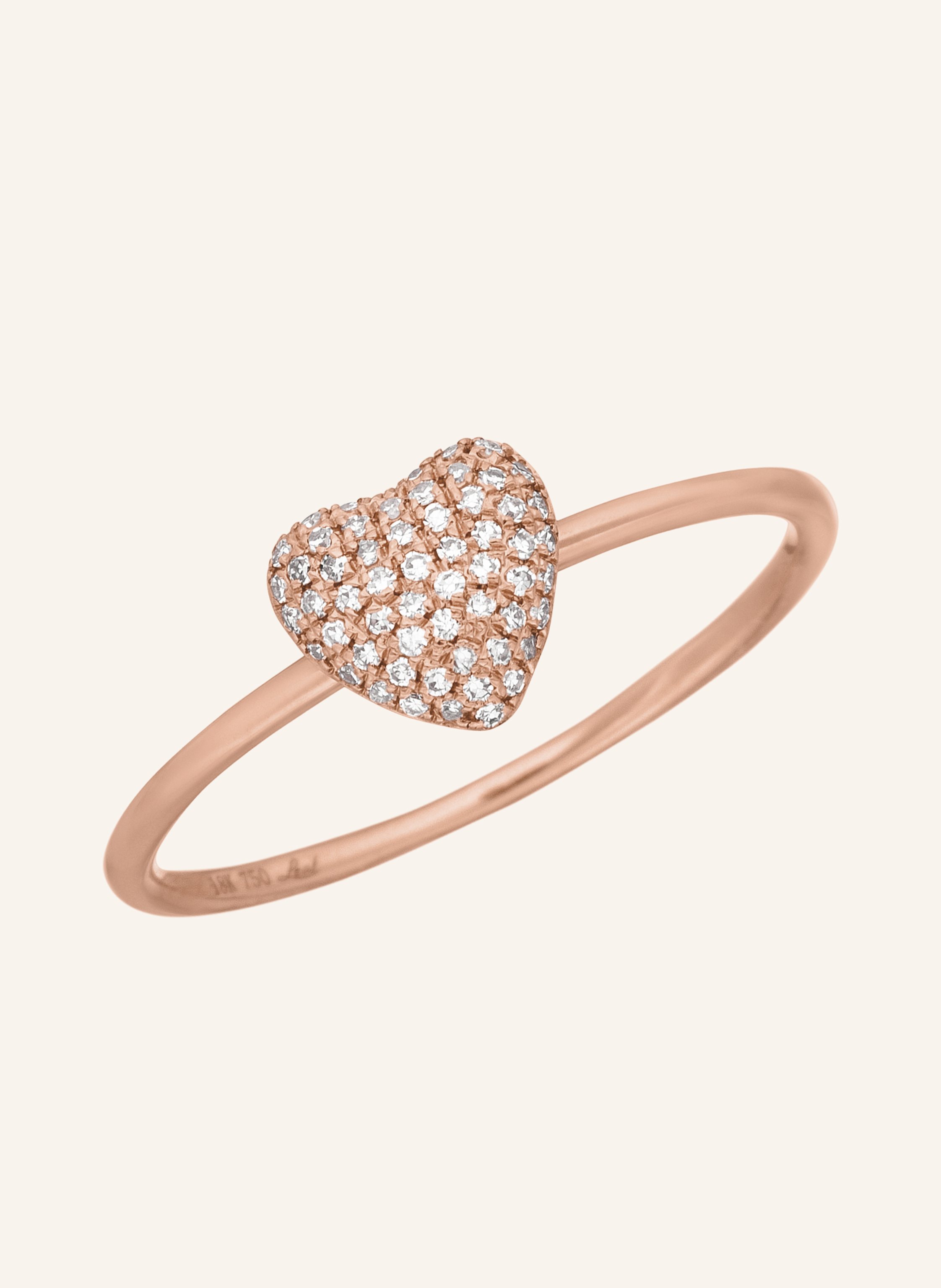 Leaf Ring HEART aus 18 Karat Rosegold mit Diamanten