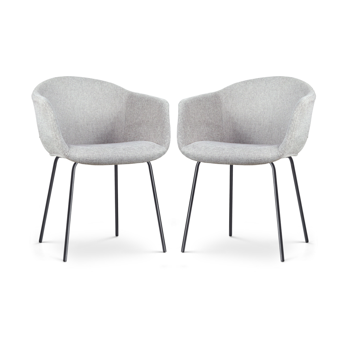 Nolon Nora-Otis Eetkamerstoelen Set van 2 - Lichtgrijs - Zwarte Poten