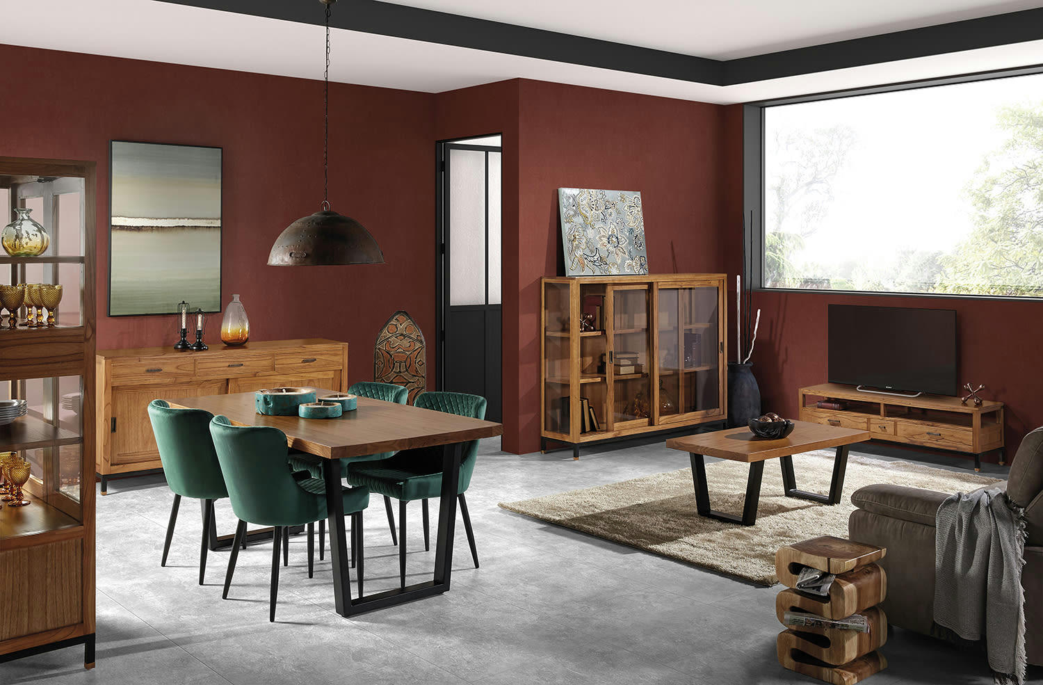 MADHU - Meuble TV en bois marron L150