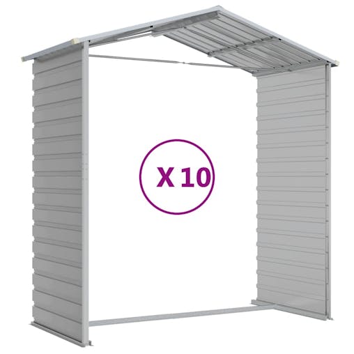 NNEVL Garden Shed Light Grey 191x895x198 cm Galvanised Steel