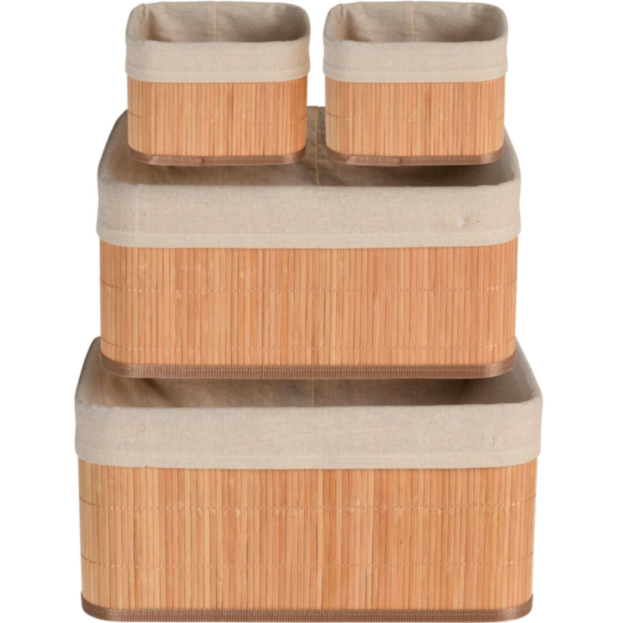 - Set de 4 paniers de rangement en bambou pour salle de bain