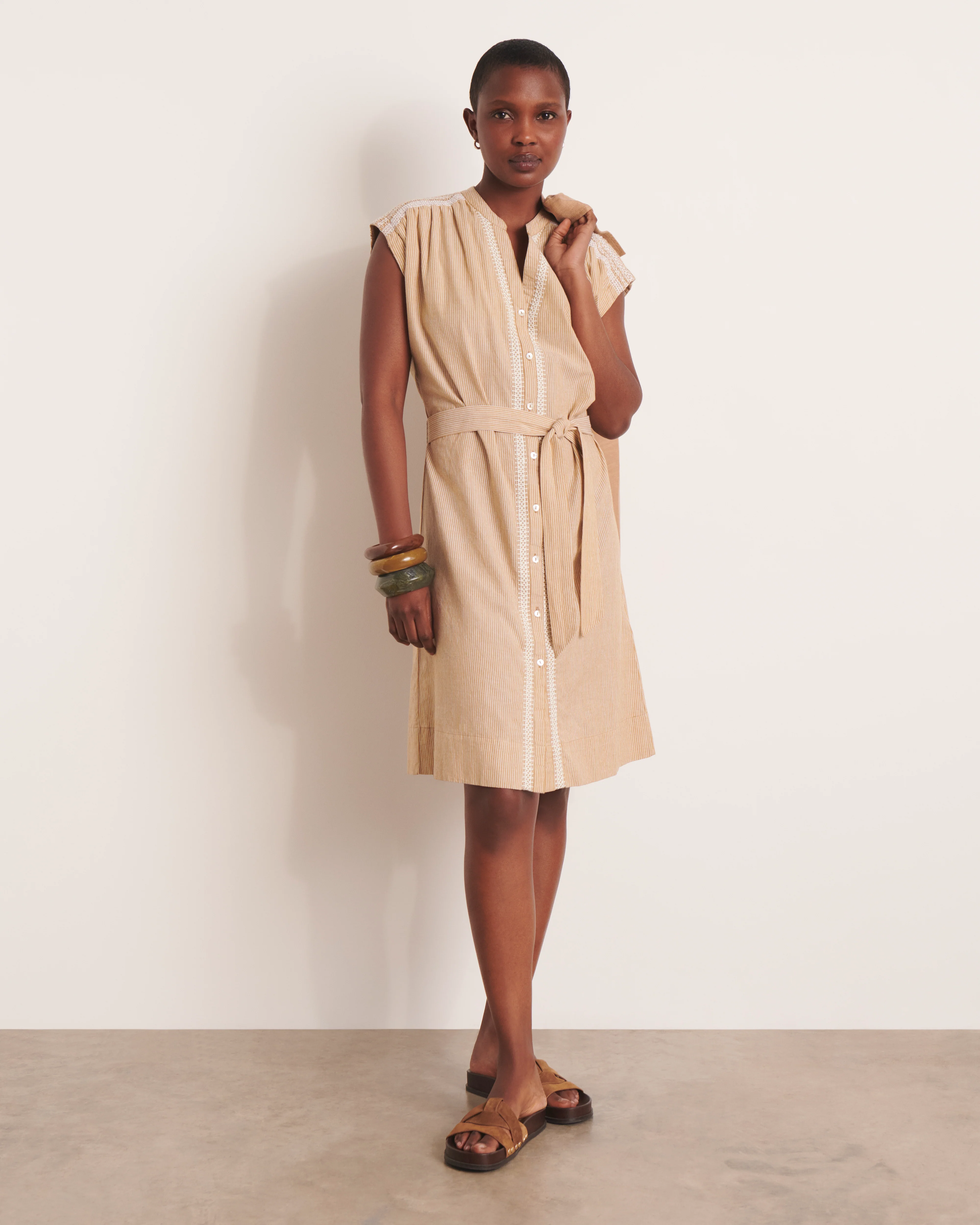 Robe droite beige manches kimono ROMULUS/13226/531